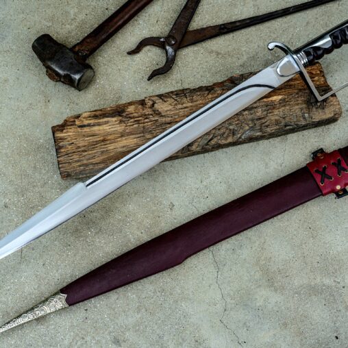 Straight European Saber with a Knuckle Bow and a False Edge
