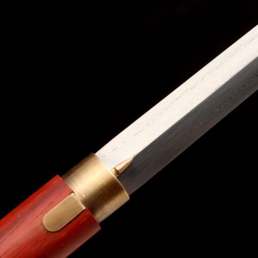 Red Chinese Dragon Cloud Cane Sword with Folded Steel Blade