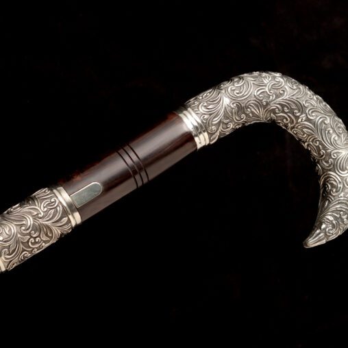 Engraved Hook-Handle Walking Sword Cane