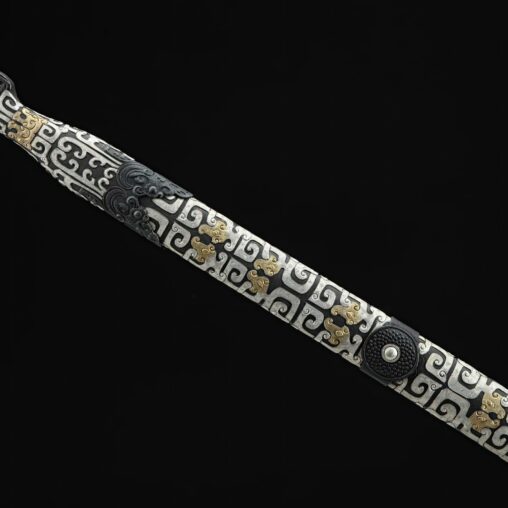 Yueshen Jian Damascus Steel Sword Pattern Pure Copper Scabbard